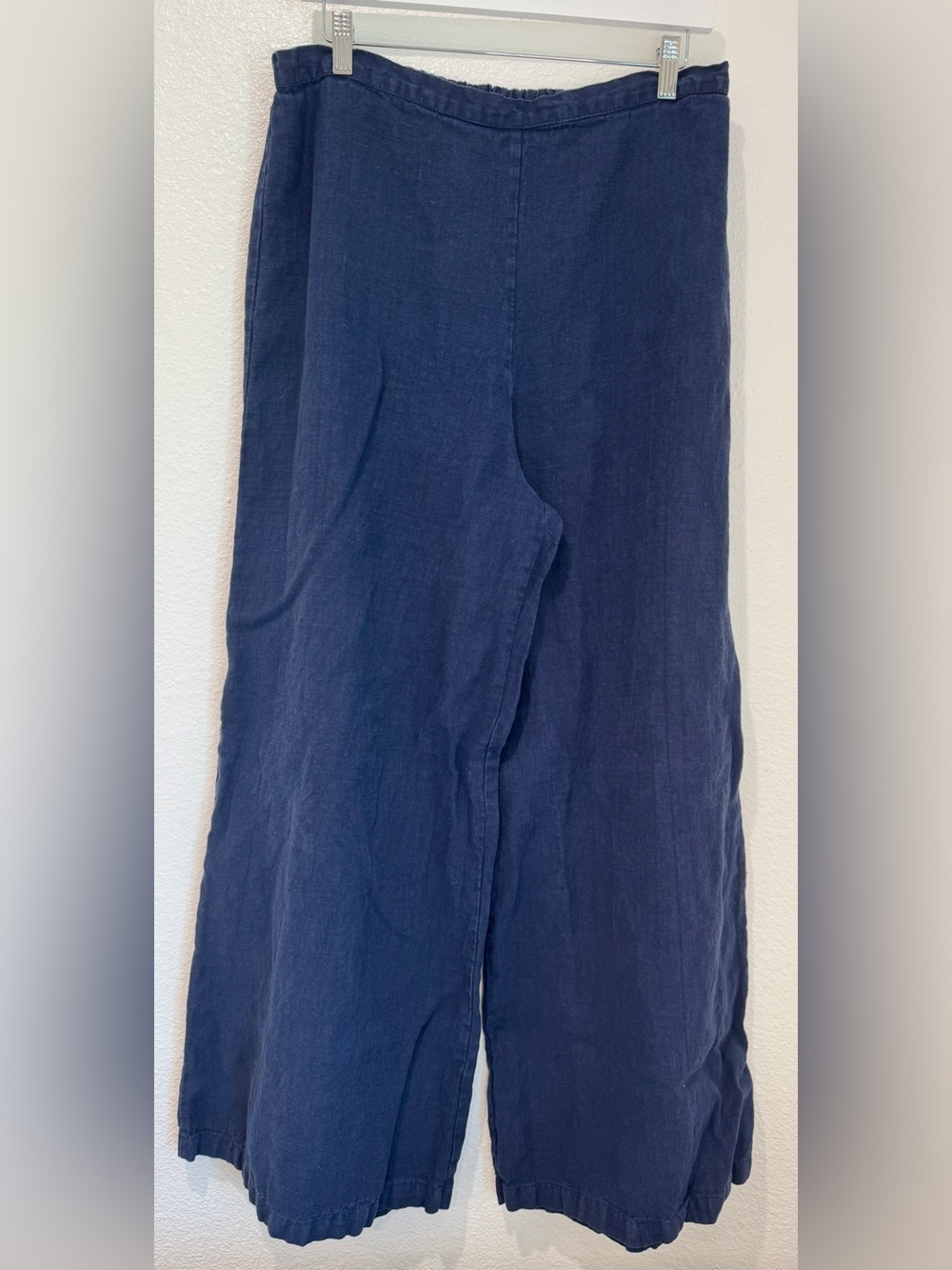Bryn Walker Linen Pants Womens Navy Blue Wide Leg Elastic Waist Lagenlook USA XL